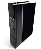 In Cold Blood by Truman Capote - All-Black Leather-Bound Book - angled front-and-spine hero view