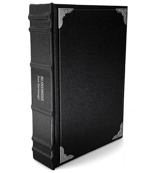 Blindness by Jose Saramago - Luxury Gothic Leather-Bound Book - angled front-and-spine hero view