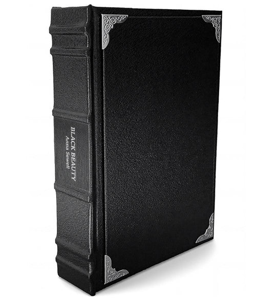Black Beauty by Anna Sewell - Luxury Gothic Leather-Bound Book - angled front-and-spine hero view