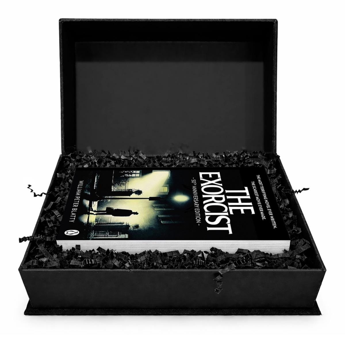 The Exorcist by William Peter Blatty - Clamshell Book Edition - open case with paperback